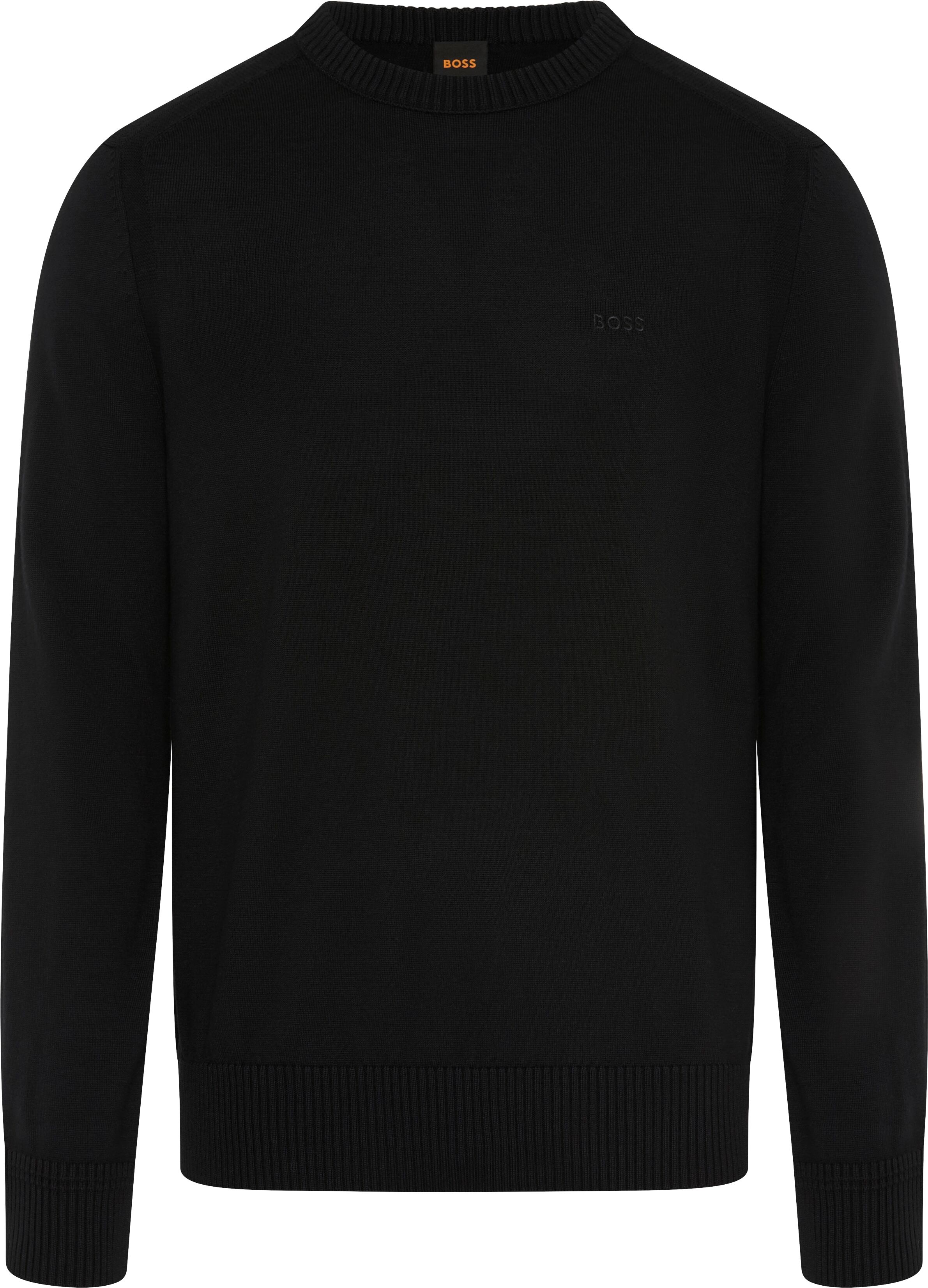 Strickpullover BOSS ORANGE "Avac", Herren, Gr. M, schwarz (schwarz001), Strick, Obermaterial: 50% Schurwolle, 50% Polyacryl, unifarben, regular fit normal, Rundhals, Bündchen, Pullover Strickpullover, mit Schurwolle, Regular Fit, gesticktes Logo, Topselle