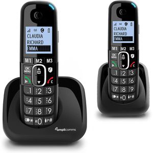 Amplicomms BigTel 1502 Duo Telefon, schwarz, Großtastentelefon, schnurlos