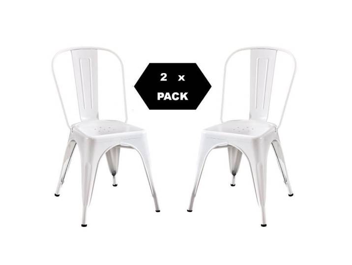 Chaise en métal de style industriel pour la maison restaurant bar pizzerie. Set 2 chaises Couleur BLANCHE