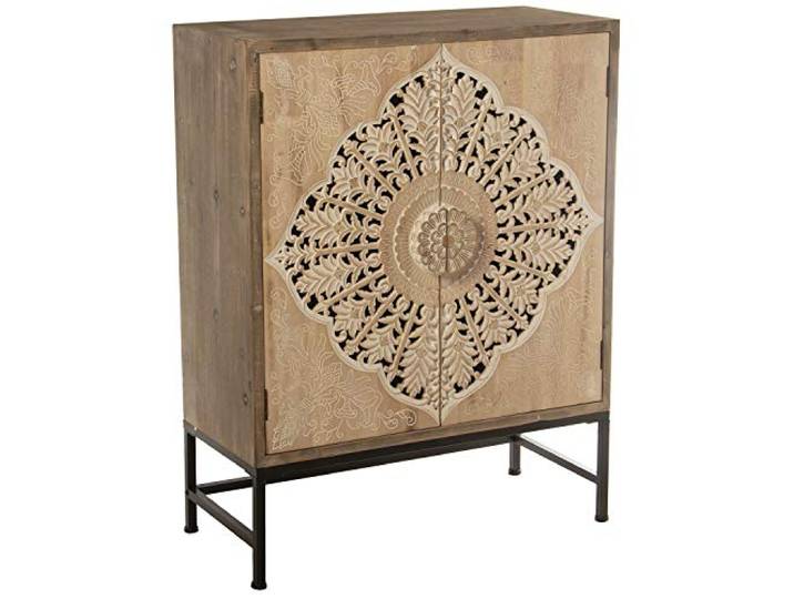 DRW Schrank aus MDF und Fichte mit 2 Türen Mandala mit Metallbeinen 85 x 38 x 110 cm