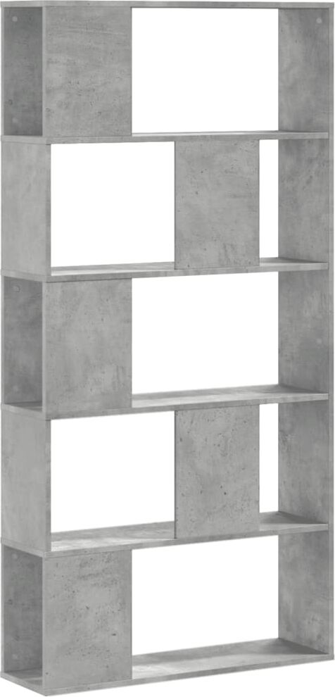 vidaXL Bibliothèque 5 niveaux gris béton bois d'ingénierie