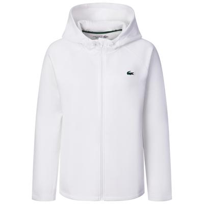 Sweatjacke LACOSTE "Lacoste SH0152 Sweatjacke Damen Bekleidung", Damen, Gr. XL, weiß, 71% Polyester, 25% Baumwolle, 4% Elasthan, Sweatjacken Sweatjacke