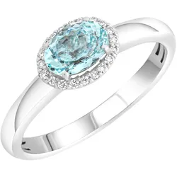 Diamonds by Ellen K. Ring Weißgold 585 mit echtem Aquamarin und 36 Diamanten 0,09ct.