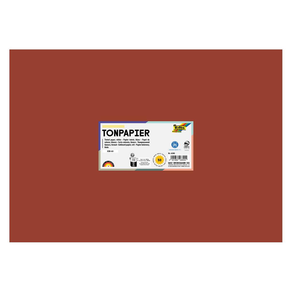 Folia Tonpapier, DIN A3, 130 g/qm, rotbraun (130 g/m², 1x) (6374)