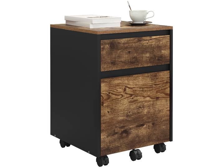 WOLTU Meuble de rangement roulant avec 2 tiroirs, meuble pour imprimante, meuble de bureau mobile, base de bureau sur roulettes pour bureau à domicile