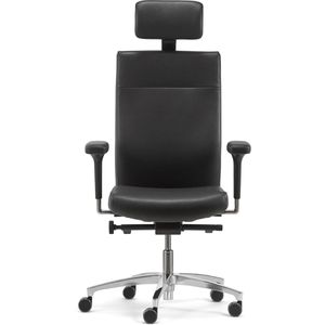 Dauphin Bürostuhl sim-o executive, SM 9635, schwarz, Echt Leder, mit Kopfstütze, belastbar bis 110 kg