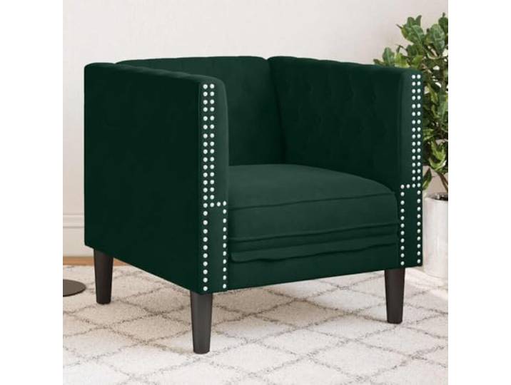 HEFZGDB Chesterfield-Sessel Dunkelgrün Samt mit klassischer Knopfheftung und gepolsterter Sitzfläche stilvoller Clubsessel aus weichem Veloursstoff