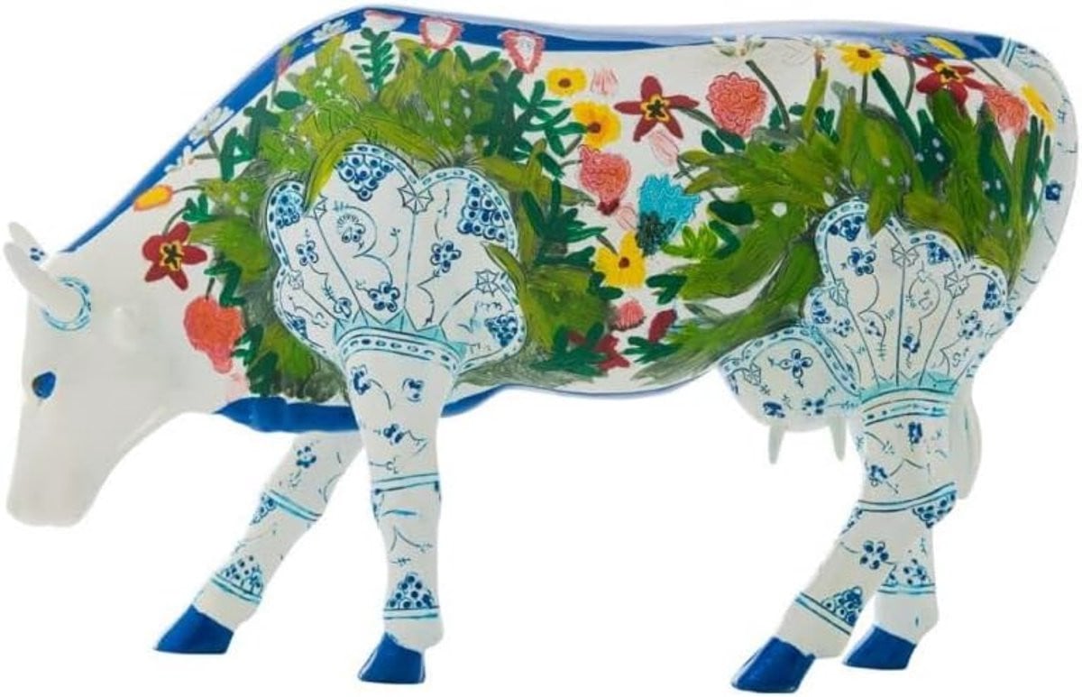 Decoratieve Koe Beeld - Handbeschilderd Hars - Meerkleurig - 30 cm