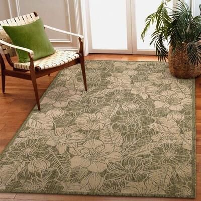 Trans Ocean Import Co Inc "Carmel Botanical Rectangle Rug Green, 4'10"" x 7'6"", Green"