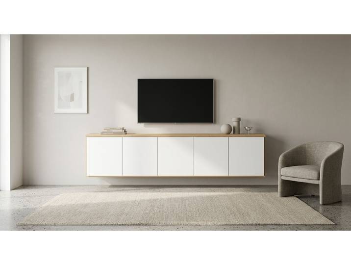 Breites Hängesideboard nach Maß Esche Natur geölt