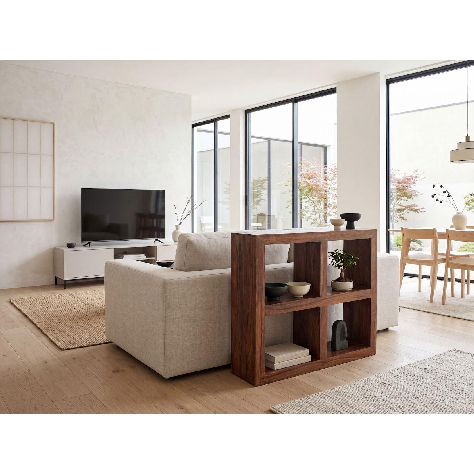 FineBuy Standregal Massivholz 82cm Holzregal Naturprodukt Beistelltisch Landhaus