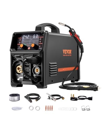 VEVOR 5-in-1 Professioneel MIG-lassapparaat, 250 Ampère, Gasloos MIG, Gas MIG, MMA, Lift TIG en MIG-puls, met IGBT-invertertechnologie en LCD-scherm, Zwart