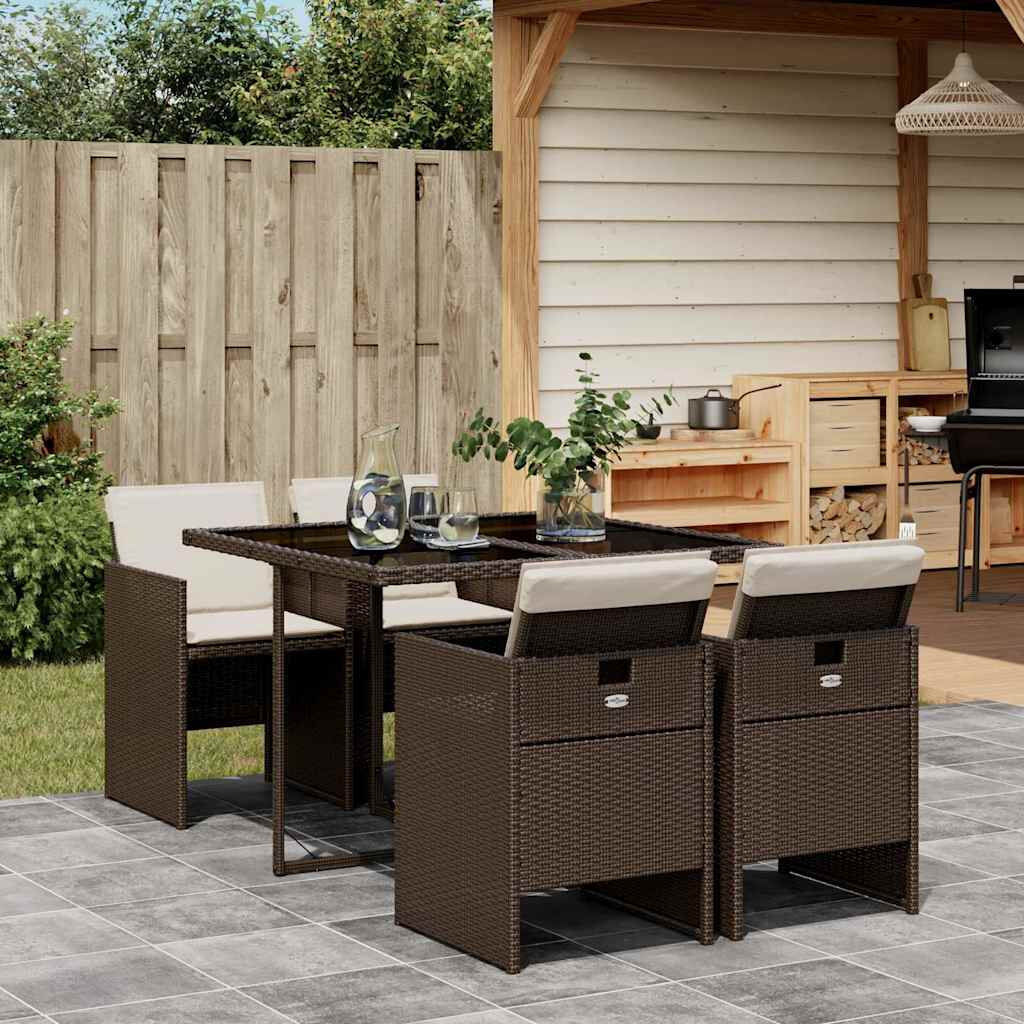 Highland Dunes Patio Dining Set Table, Cream White/Brown