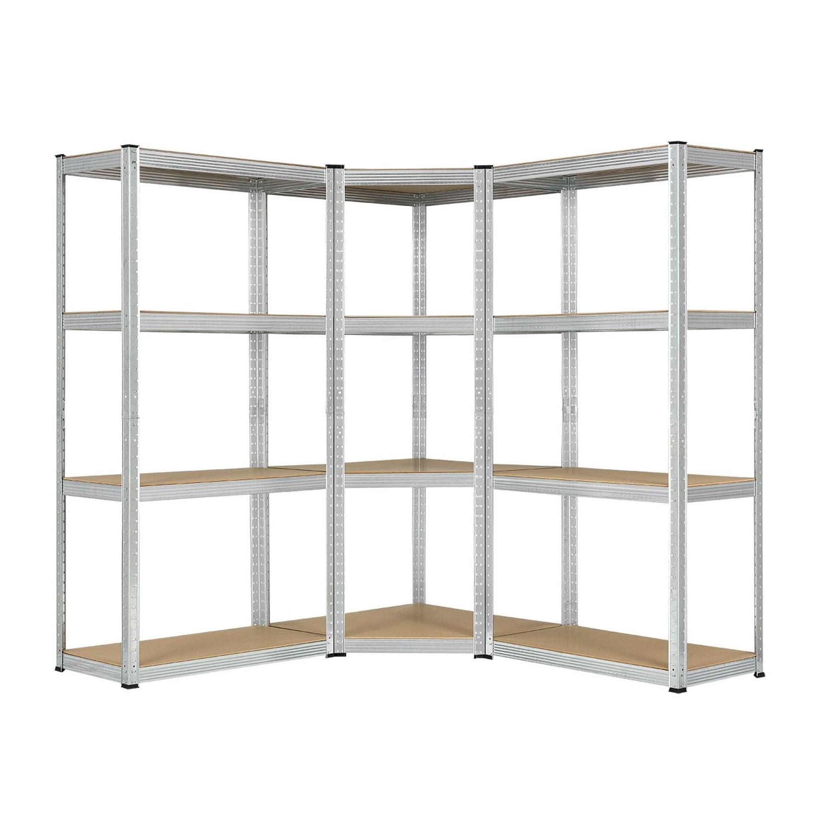 Juskys 3er Metall Regalsystem Easy 1 Eckregal & 2 Schwerlastregale 12 MDF Holz Böden 960kg