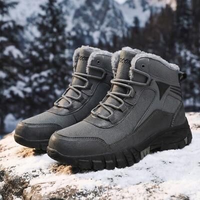 LightInthebox Men's Green Winter Boots High Top Snow Hiking Shoes Rugged Outdoor Style Comfortable Footwear for Mature Men Hiking Travel Camping and Winter Activities