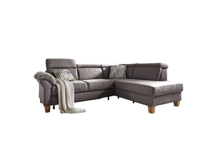 Sit&amp;More Arngast Ecksofa mit optionalem Funktionspaket - Microfaser Toro 94 grau - ohne Funktion - rechts ohne Funktion, manuelle Kopfteilverstellung, Schlaffunktion Modern