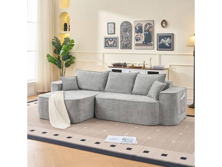 Canapé d'angle modulaire - Cloud Couch - gris - 262 cm - assise XXL