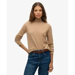 Superdry für Damen. W6110645A Klassischer Pullover mit braunem Rollkragen (L), Lässig, Synthetisch, Polyester, Langarm, Taupe