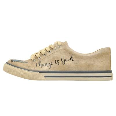 Sneaker DOGO "Classic Schnürsneaker Change Is Good Damen Sneaker", Damen, Gr. 38, atmungsaktiv gefüttert ungefüttert, Normalschaft, beige (natur), Lederimitat, Schuhe Skaterschuh Sneaker low, Handgefertigt