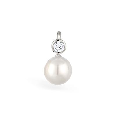 Kettenanhänger NENALINA "Zirkonia Muschelkernperle Klassisch 925 Silber", silber, Schmuckanhänger, Damen, onesize, ohne Stein, Silber 925 (Sterlingsilber), Kettenanhänger