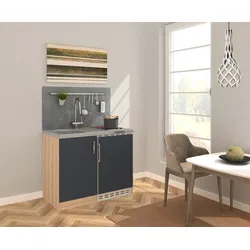 Respekta Miniküche MK100ESGC 100 cm grau - Glaskeramikkochfeld