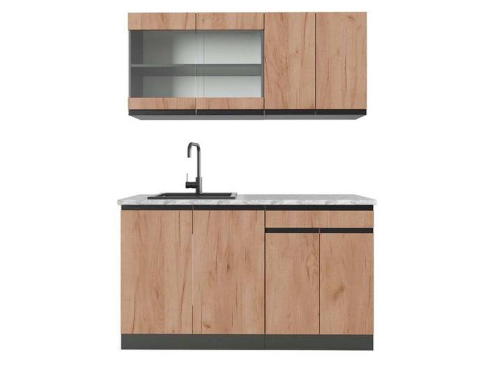 Cuisine R-Line 140cm J-Shape PT Marbre Chêne de force doré/Anthracite Vicco 43187