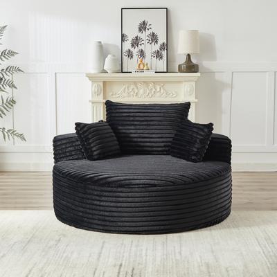 Unbranded "55"" L Corduroy Single-Seat Round Lounge Sofa,Plush Foam Armchair"
