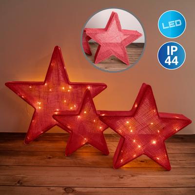 NÄVE LED Stern "Christmas Stars", rot, 1, H: 48cm, 1 Stk., Leuchten, LED 3er Set>>Christmas Stars<<, rot,1x Zuleitung mit Adapter 4,5V/3.6W