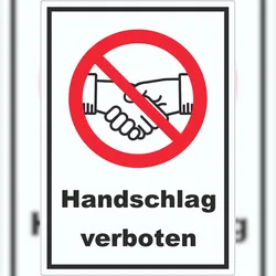 HB-Druck Handschlag verboten Aufkleber kein Händeschütteln Symbol und Text Aufkleber A6 (105x148mm)