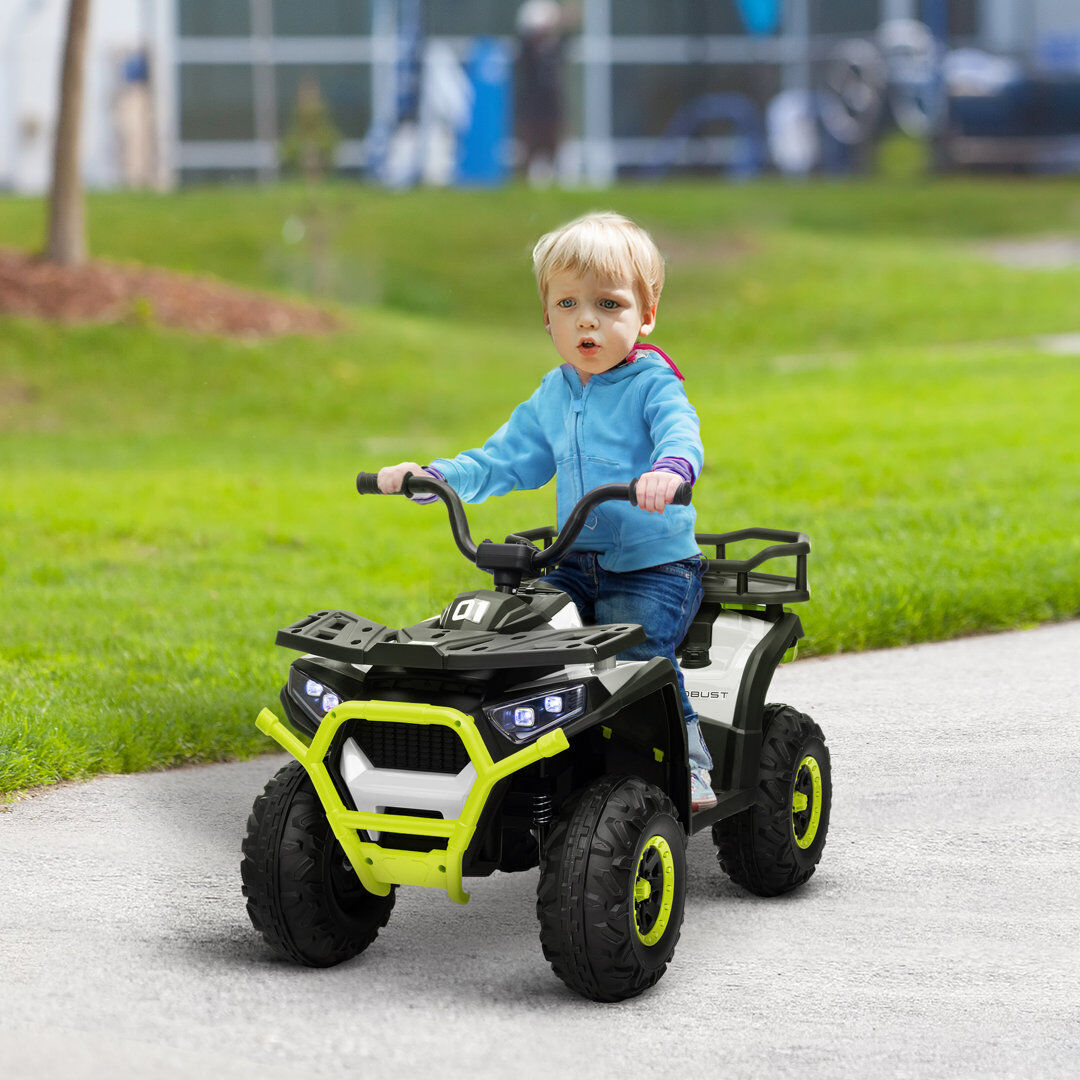 HOMCOM AIYAPLAY 12V Kids Quad Bike w/ 4 Suspension Wheels, for 3-5 Years Green 1