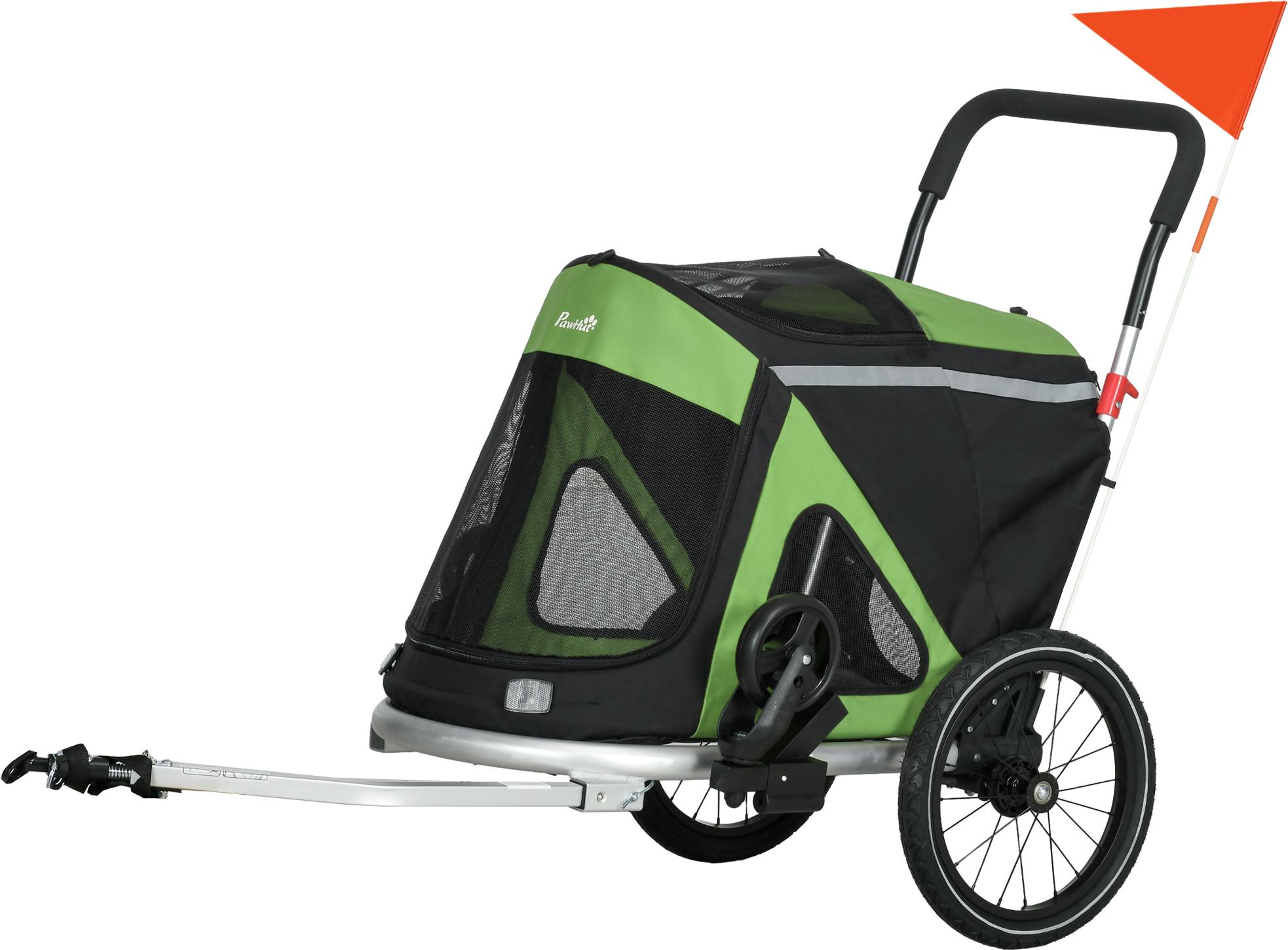 2-in-1 Hundebuggy Hundejogger Fahrradanhänger bis 20kg 2 Reflektoren 1 Sicherheitsleine 150 x 68 x 95 cm Grün