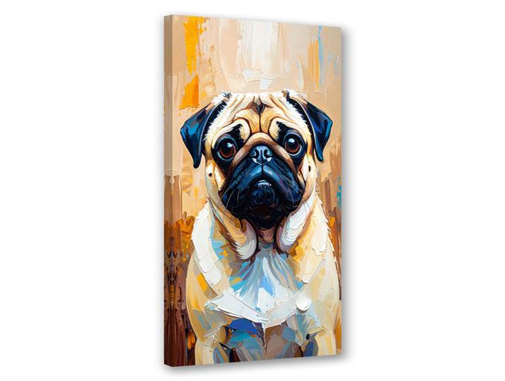 Feeby Leinwandbild Mops Hund Tier Beige 50x100cm, Tiere, Rechteckig, 50x100 cm, Bilder & Rahmen, Bilder, Leinwandbilder