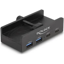 Delock Externer USB 5 Gbps 4 Port Hub 2 x USB Typ-A und 2 x (4 Ports), Dockingstation + USB Hub, Schwarz