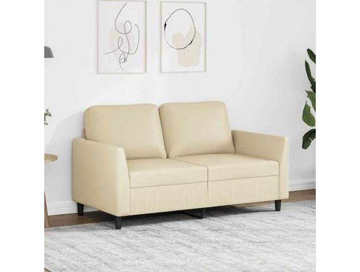 HEFZGDB 2-Sitzer Sofa Creme 120 cm Kunstleder Modernes Design Langlebiges Metallgestell Bequeme Polsterung Schmutzabweisend Luxuriöser Look Stabiles Sofa für Wohnzimmer