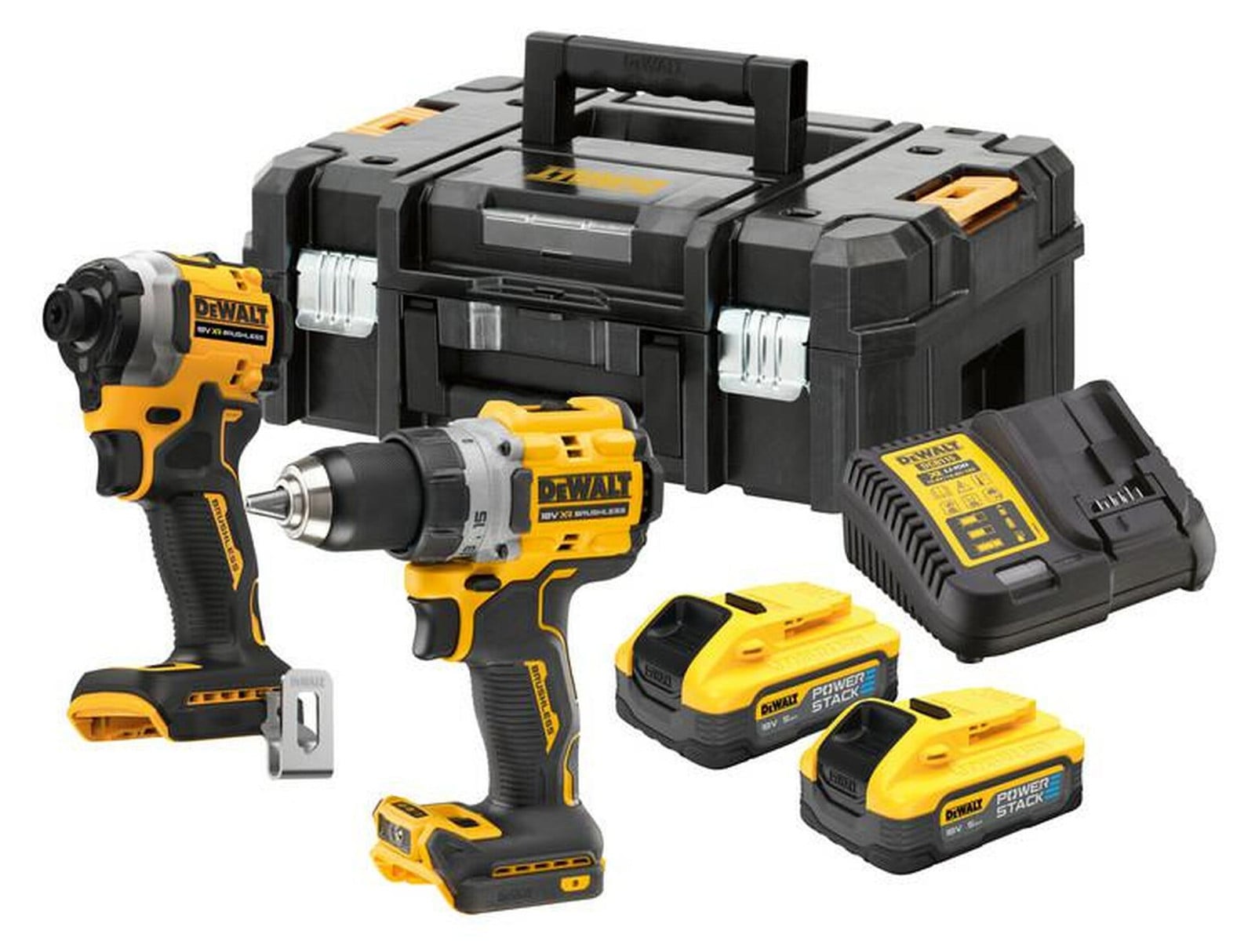 DeWalt 18V Combo Set DCK2051H2T met DCD800, DCF850, 2x 1,7Ah Powerstack accu's en TSTAK opbergkoffer