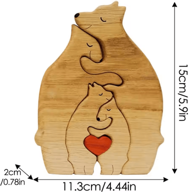Inspire Curations Bear Family Wooden Art Puzzle Wooden Bear Family Puzzle DIY Wooden Sculpture For Home & Desktop Decor 4 Bears