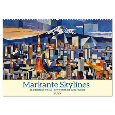 Markante Skylines (Wandkalender 2027 DIN A2 quer), CALVENDO Monatskalender