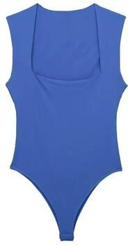 Uplifted Finds Women Square Neck Sleeveless Bodysuit Bodycon Summer Top s blue