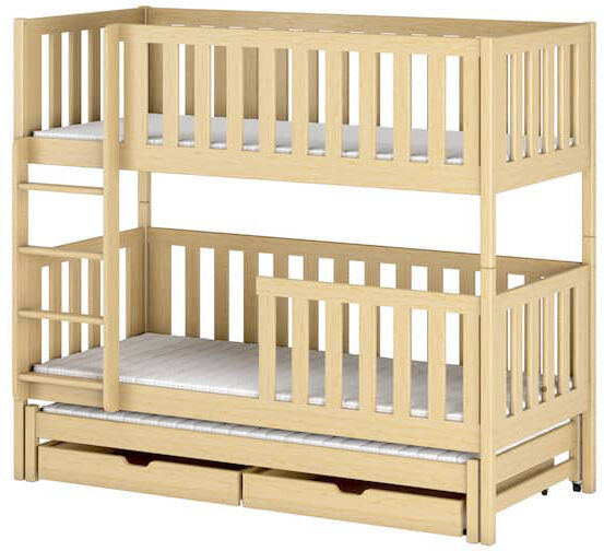 Harriet Bee Plimoth Single (3') Bunk Bed with Storage Included with Trundle Included Natural UK Single - DE 90 x 190 cm