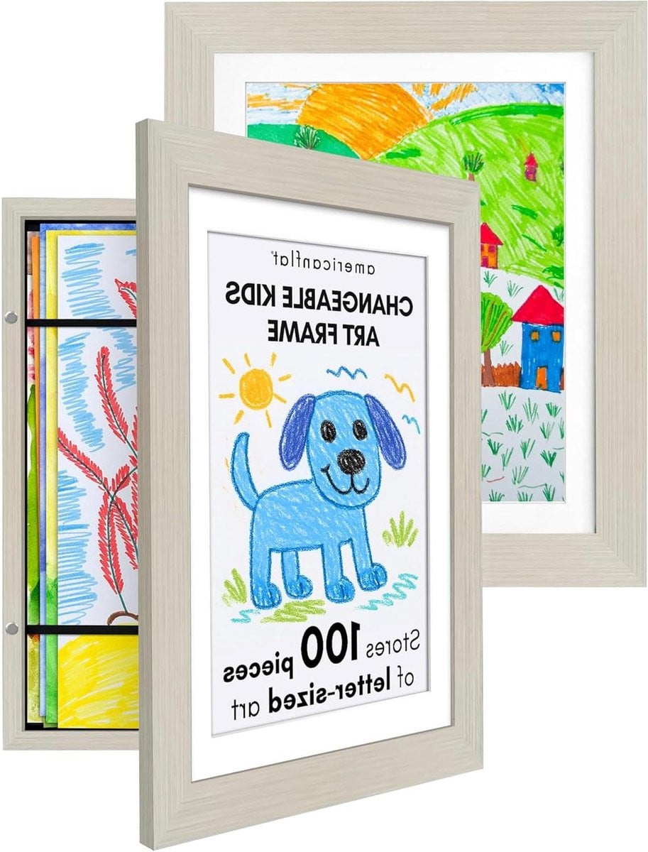 Kinder Kunst Frame Licht Hout - Tekening Lijst met Opslag voor 100 Vellen