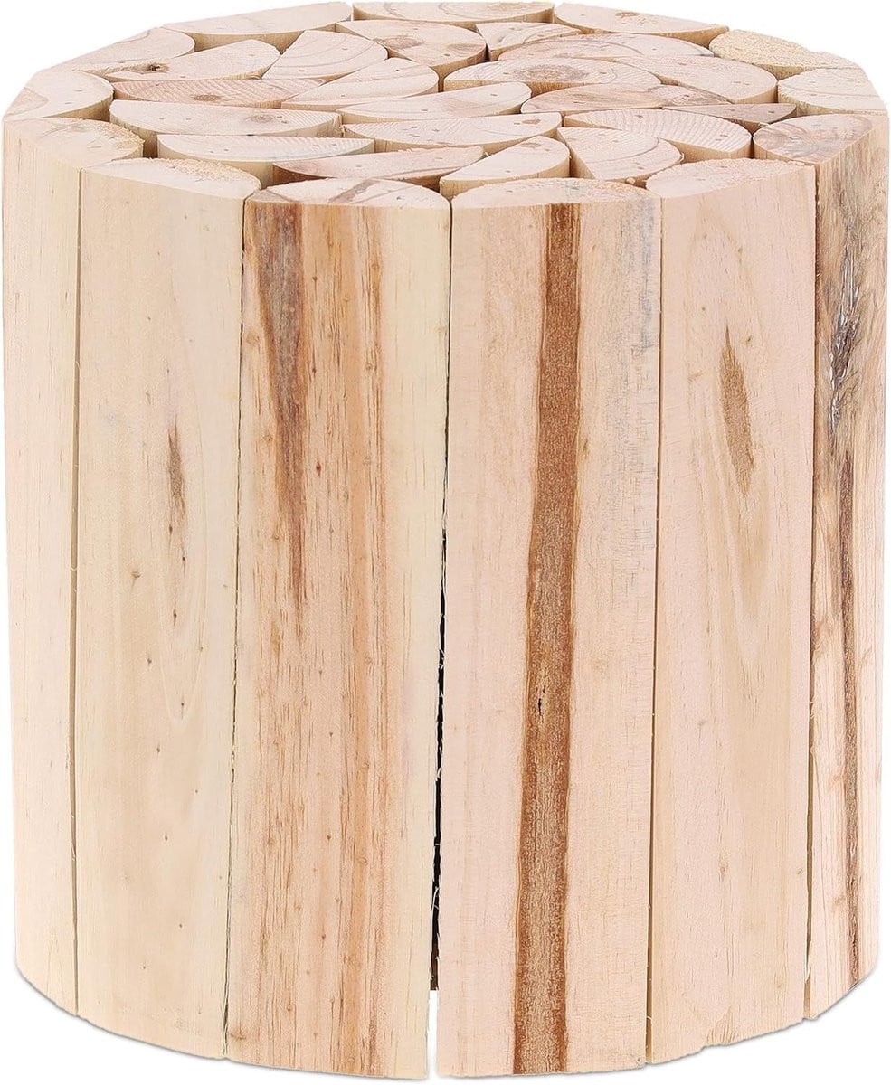 Houten plantenkruk onbehandeld voor bloempotten - Decoratieve plantentafel voor binnen - H: 20 cm, Ø: 20 cm - Naturel