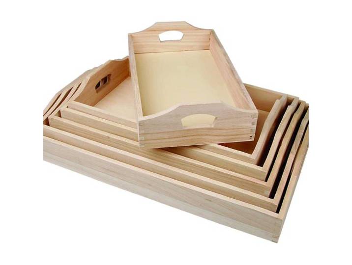 Creativ Houten dienbladen, set van 6