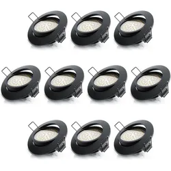 Brandson, Einbauleuchte, 10x LED Deckenspot Set, dimmbar, schwenkbar, Einbaustrahler, Einbauleuchte, Einbauspot, schwarz 10er (Aluminium, Zinklegierung)