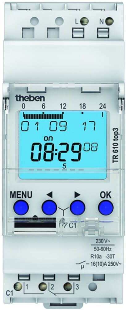 Theben Digitale Zeitschaltuhr Wochenprogramm TR 610 top3 (6100130)