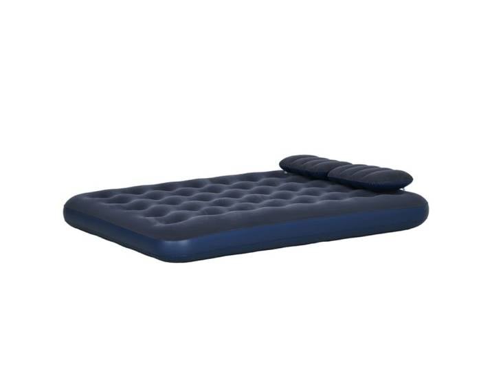 Matelas gonflable double - Bleu - 203x152x22 cm - Pompe à main intégrée - Oreillers inclus - PVC haute qualité