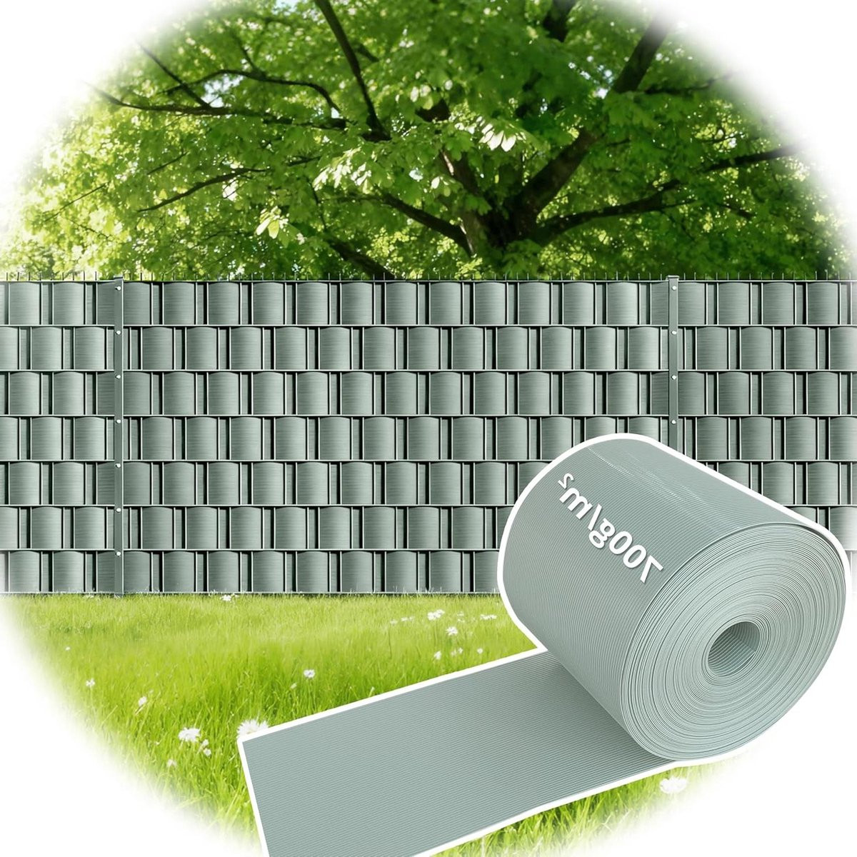 Privacy Strip Windscherm Rol Lichtgrijs 19 cm x 26 m