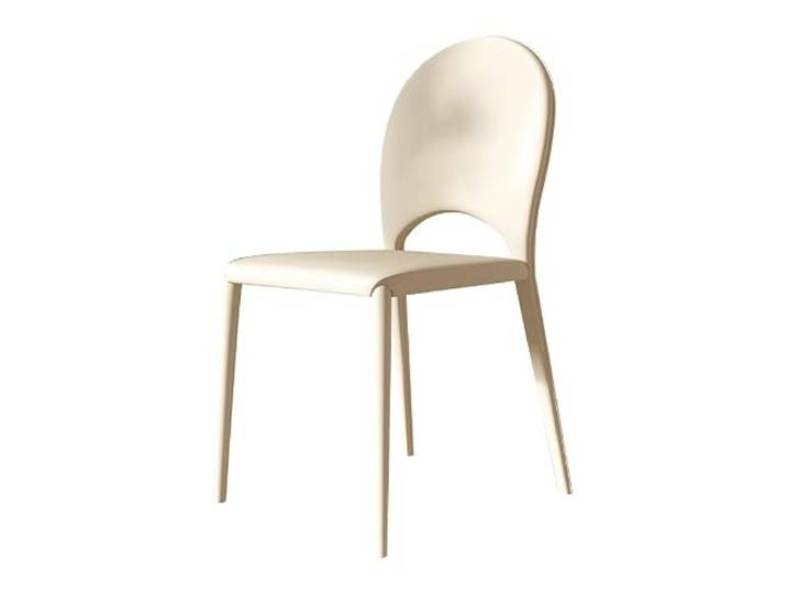 DIANXI Lounge-Sessel Cremefarbene Windsattelleder-Esszimmerstühle, Restaurant-/Hotelstühle, Italienischer minimalistischer Kommodenstuhl, moderner Rückenlehnenstuhl