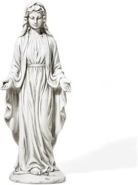 Glitzhome 30''H Standing Virgin Mary Blessed Mother Statue Holy Cross Sculpture Decoration