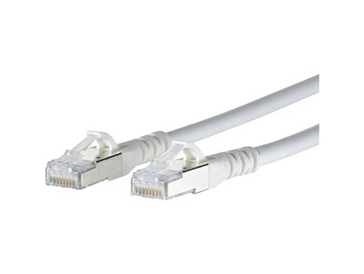 Metz Connect 1308453088-E RJ45 netwerkkabel, patchkabel CAT 6a S/FTP 3,00 m, wit met vergrendelingsbescherming