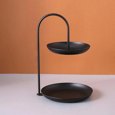 Inspired Deals Elegant Two Tier Serving Tray Decorative Wrought Iron Dessert Stand For Home And Parties black